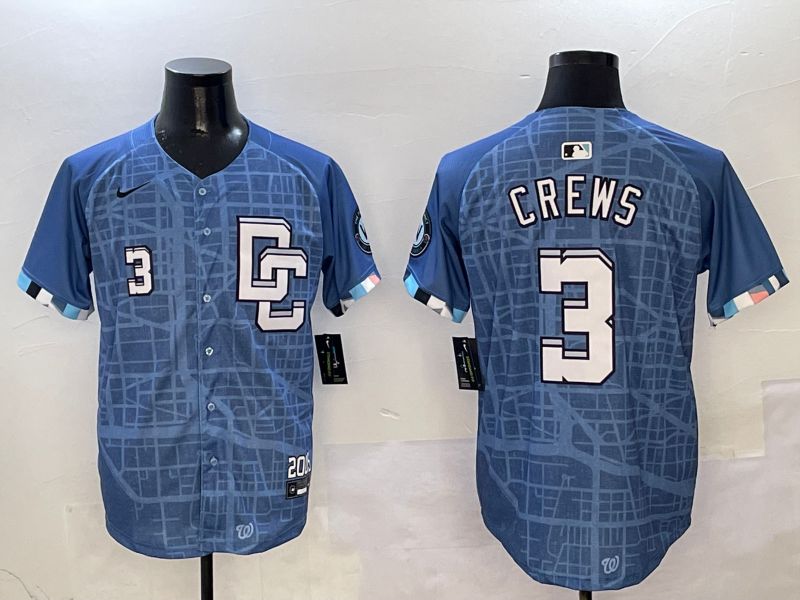 Men Washington Nationals #3 Crews Blue Joint Name Nike 2025 MLB Jersey style 5